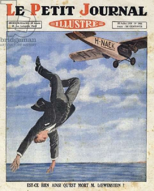 Tuy nhiên, khi máy bay đang bay qua eo biển Manche (giữa Anh và Pháp) ở độ cao 4.000 feet (trên 1.200 mét) thì Loewenstein muốn đi vệ sinh. Ông rời ghế đi vào khoang vệ sinh nhỏ ở phía sau cabin. Và ông biến mất mà không một ai trên máy bay hay biết cho đến khi họ nhận ra có tiếng cửa dập mạnh theo gió.