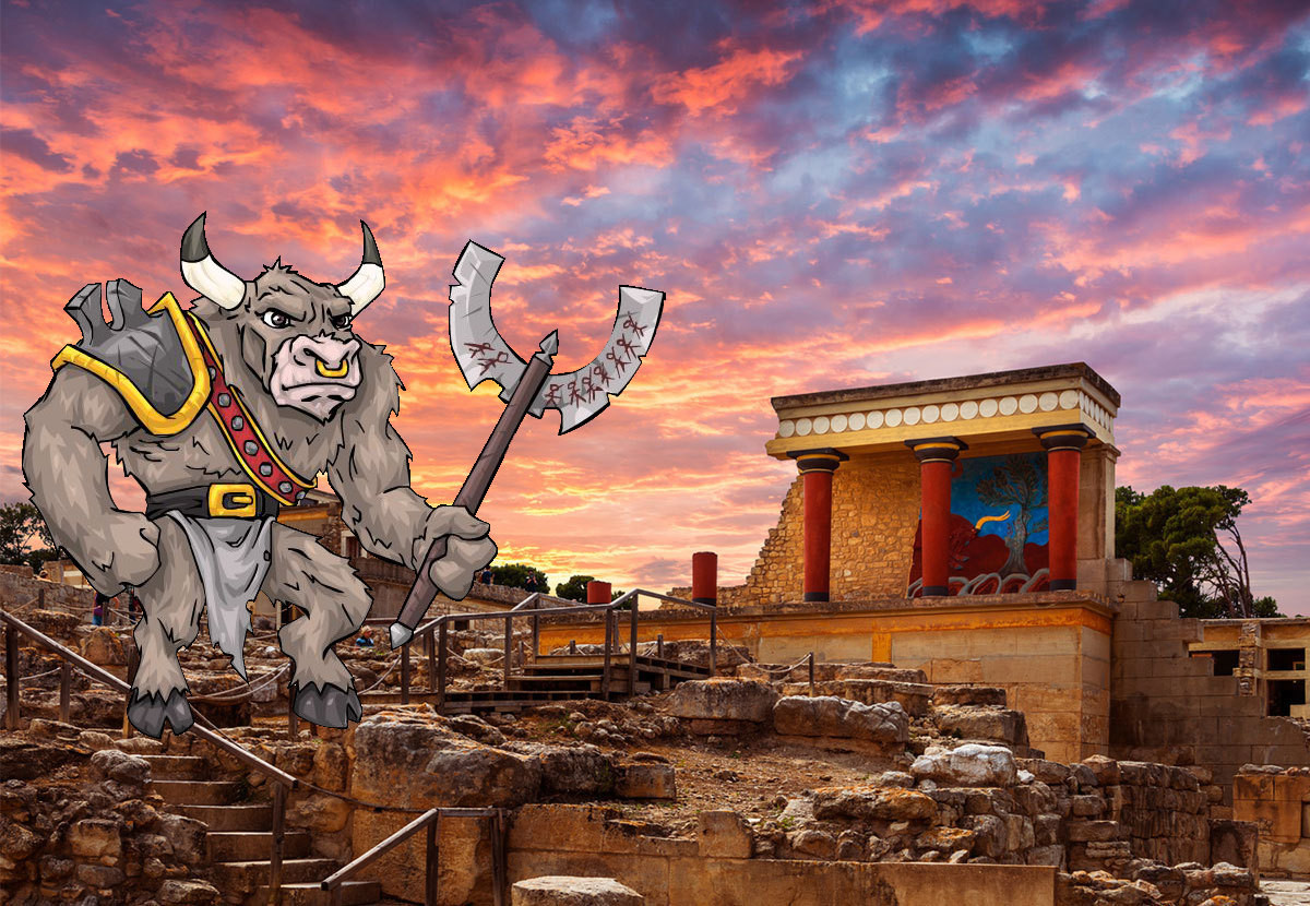 Thành phố cổ Knossos tồn tại những mê cung khổng lồ và được cho là nơi truyền cảm hứng cho quái vật Minotaur trong truyền thuyết và câu chuyện về vua Minos - con trai của thần Zeus.