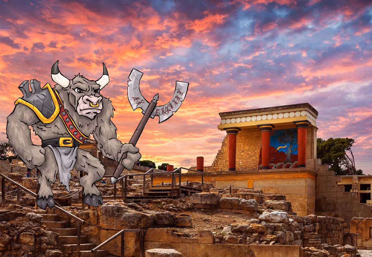 Thành phố cổ Knossos tồn tại những mê cung khổng lồ và được cho là nơi truyền cảm hứng cho quái vật Minotaur trong truyền thuyết và câu chuyện về vua Minos - con trai của thần Zeus.
