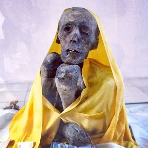 Cùng với chế độ ăn uống trên, thiền sư Sangha Tenzin còn ngồi thiền. Các nhà khoa học đã tìm thấy dấu vết một vòng dây đai bao quanh cổ và đùi thiền sư Tenzin nhằm giúp cơ thể duy trì tư thế trước khi qua đời.