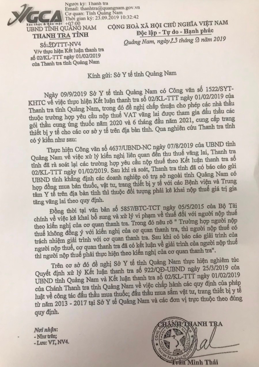 Giám đốc Sở Y tế tỉnh Quảng Nam “ưu ái” doanh nghiệp nợ thuế Giam doc So Y te tinh Quang Nam “uu ai” doanh nghiep no thue