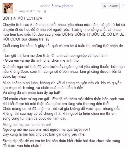 Du nguoi yeu dinh bau roi phan Lam me don than di