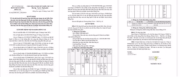 Soi nang luc nha thau cung cap may sieu am tai BVDK Dong Nai