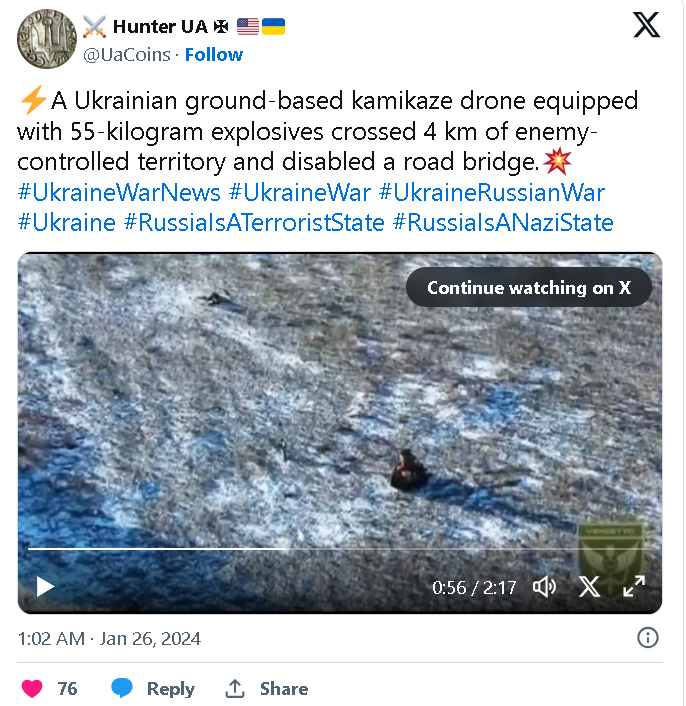 Đoạn video được nhà báo Ukraine Andriy Tsaplienko chia sẻ trên Telegram, đã nhanh chóng thu hút sự quan tâm của người xem trên nhiều nền tảng truyền thông xã hội khác nhau. Ảnh: X.