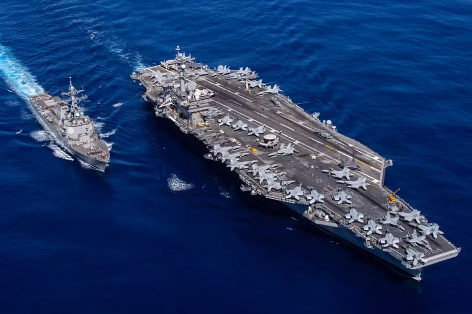 Soái hạm của nhóm tấn công này là tàu sân bay USS Carl Vinson, đây là siêu tàu sân bay thứ ba thuộc lớp Nimitz của Hải quân Mỹ. Con tàu được đặt tên theo Carl Vinson (1883-1981), một nghị sĩ đến từ Georgia, để ghi nhận những đóng góp của ông cho Hải quân Mỹ.