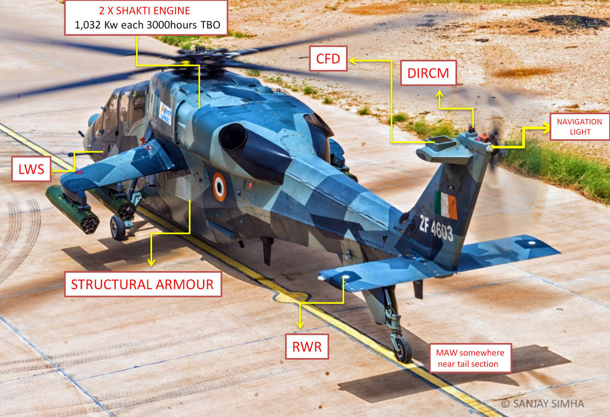 IRSS tăng cường khả năng chống chịu của máy bay đối với tên lửa dẫn đường bằng hồng ngoại bằng cách giảm khoảng cách khóa tên lửa và hỗ trợ cho hoạt động hiệu quả của thiết bị gây nhiễu và pháo sáng IR. Một bộ phun xả áp suất thấp cùng với ống xả làm mát bằng phim được sử dụng cho LCH, cung cấp sự bảo vệ đáng kể chống lại cả hệ thống phòng không nhiệt cầm tay hiện đại và truyền thống.