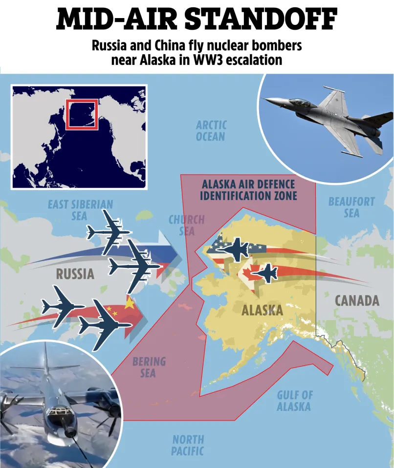 Đầu tuần này, Thứ trưởng Quốc phòng Mỹ Kathleen Hicks cho biết, Bắc Cực đang thu hút sự quan tâm và hoạt động quân sự ngày càng tăng từ Trung Quốc và Nga do băng tan mở ra các tuyến đường mới. Ảnh: (thesun.co.uk).