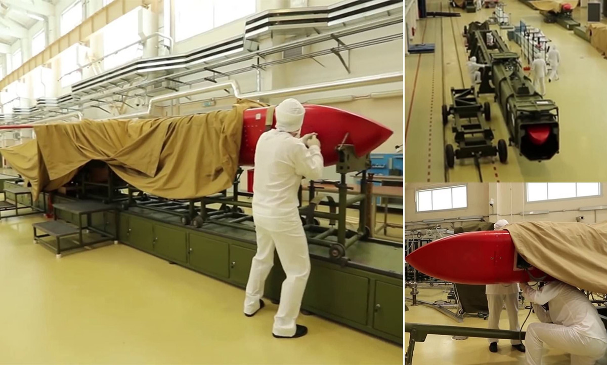 Tổng thống Putin tuyên bố, Moscow sẽ sớm công bố đoạn phim về tên lửa đạn đạo xuyên lục địa hạng nặng Sarmat trong hầm chứa. Ông cho biết thêm, các cuộc thử nghiệm tên lửa hành trình có tầm bắn không giới hạn Burevestnik chạy bằng năng lượng hạt nhân và phương tiện không người lái dưới nước có khả năng mang đầu đạn hạt nhân Poseidon sắp hoàn thành. Ảnh: Daily Mail