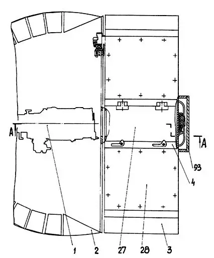 Các mô-đun vận chuyển đạn của Omsktransmash, bao gồm trong dự án "Burlak" cho T-72 và T-80, giúp tăng khả năng sống sót của kíp lái và giảm thiệt hại xe tăng từ 5-7 lần. Những mô-đun này loại bỏ vấn đề giới hạn chiều dài đạn xuyên giáp. (Ảnh: Nhìn từ trên xuống: 1 - súng; 2 - tháp pháo; 4 - mái tháp pháo; 27 - cửa nạp bổ sung có nắp; 28 - hai cửa sập có nắp để định hướng sóng nổ trong vụ nổ khẩn cấp; 93 - vỏ bọc thép của xe cơ chế dẫn động nút chặn băng tải và mở băng đạn/ Topwar).
