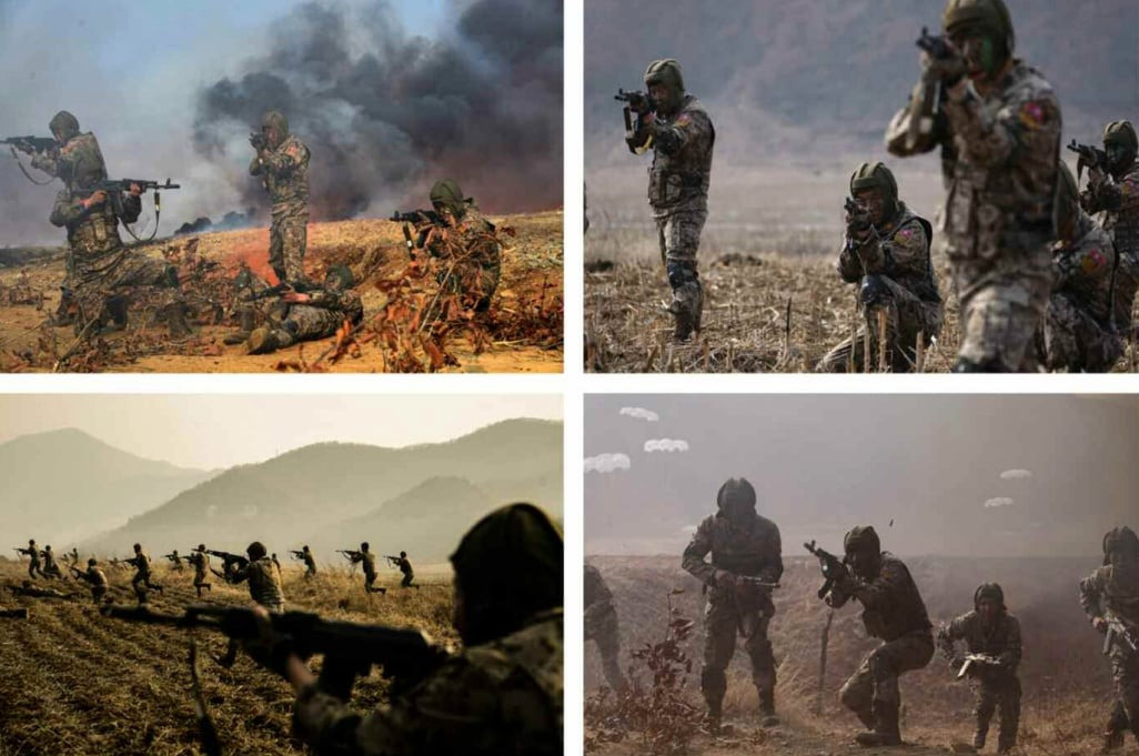 Cuộc tập trận này là một trong nhiều hoạt động quân sự do Triều Tiên tổ chức trong tháng qua, nhằm kiểm tra khả năng sẵn sàng chiến đấu của quân đội nước này. Cuộc tập trận bao gồm các màn trình diễn của lực lượng pháo binh, pháo tên lửa, xe tăng và trực thăng tấn công. Ảnh: NK News.