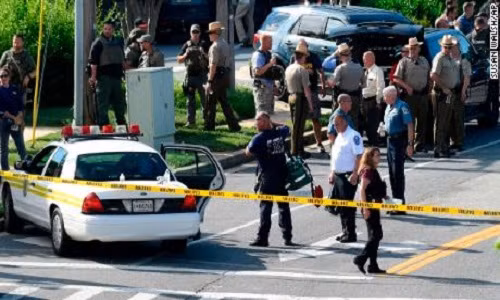 Hiện trường vụ xả súng tại tòa báo Capital Gazette. Ảnh: CNN.