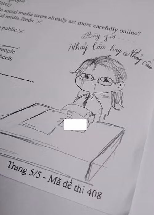Không làm được bài thi môn Tiếng Anh, sĩ tử ngồi vẽ tranh kể khổ khiến dân mạng không khỏi bật cười.