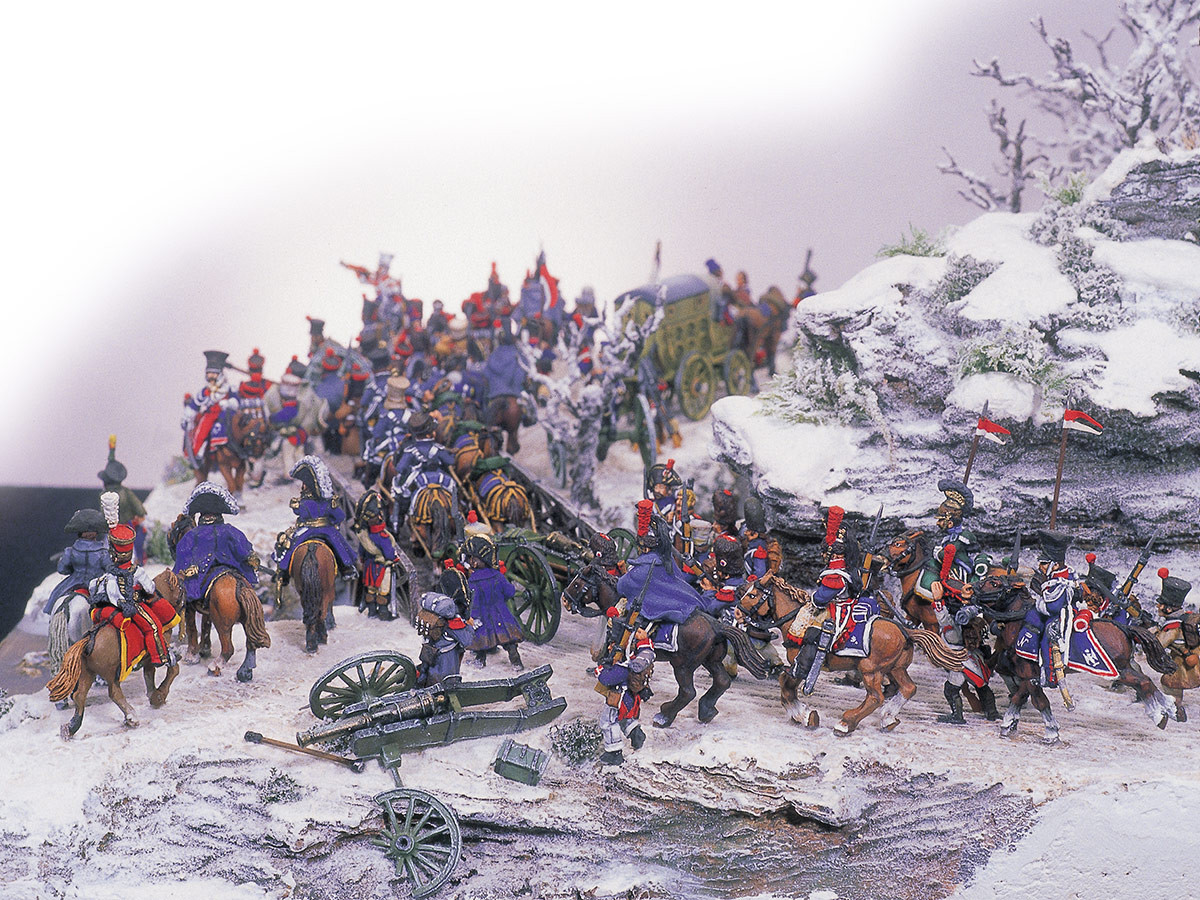 Tuy nhiên, trên đường đi, đoàn xe chở kho báu và binh sĩ của Napoleon bị binh lính Nga đánh chặn trong các điều kiện thời tiết mùa đông hết sức khắc nghiệt.