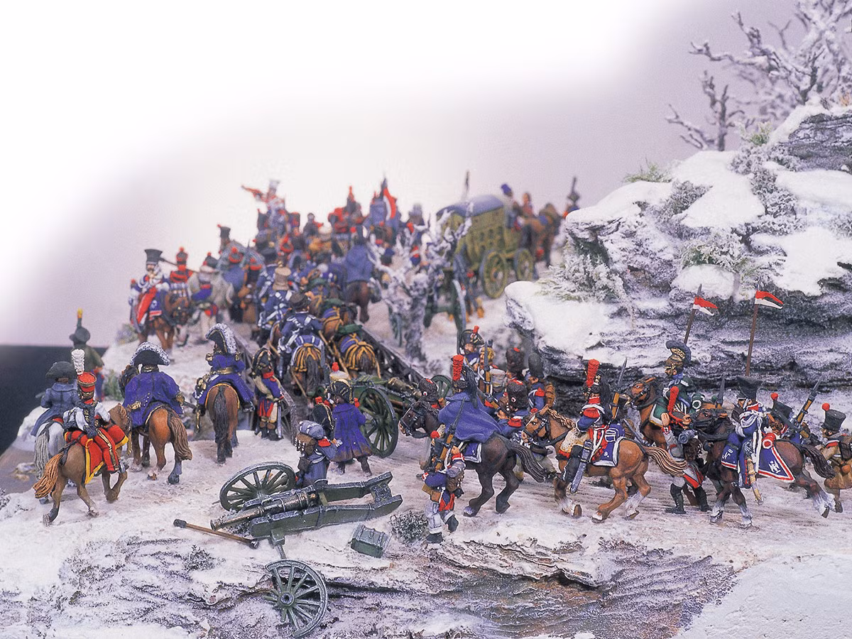 Tuy nhiên, trên đường đi, đoàn xe chở kho báu và binh sĩ của Napoleon bị binh lính Nga đánh chặn trong các điều kiện thời tiết mùa đông hết sức khắc nghiệt.