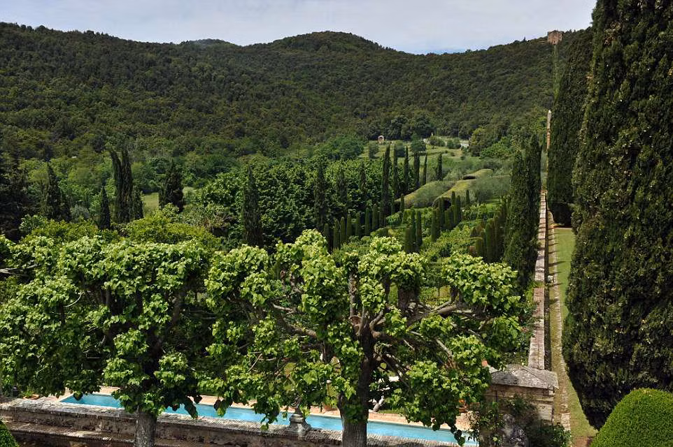 Khung cảnh thiên nhiên tuyệt đẹp nhìn từ căn biệt thự cổ.