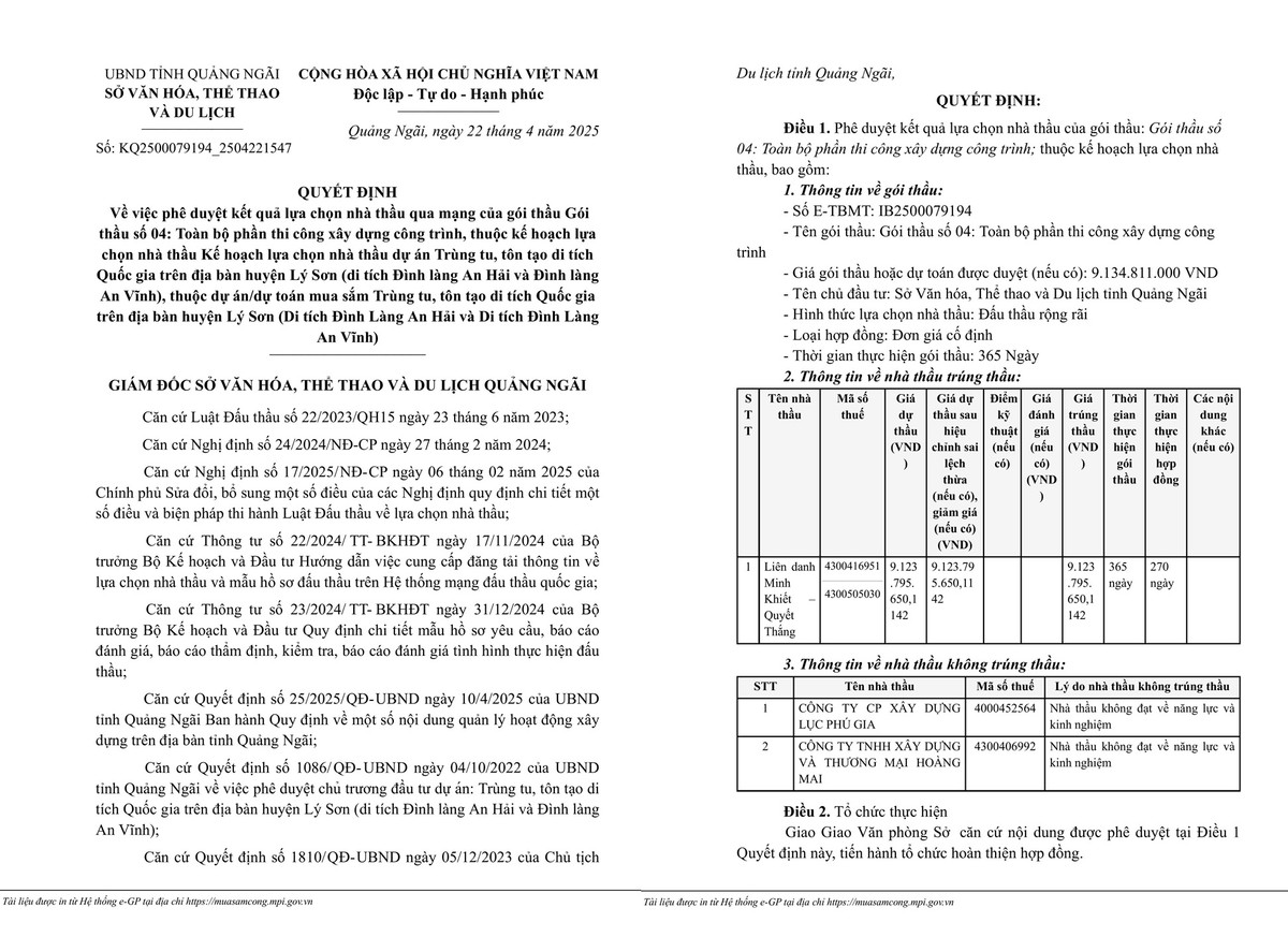 Quang Ngai: Nang luc nha thau trung goi trung tu di tich Ly Son