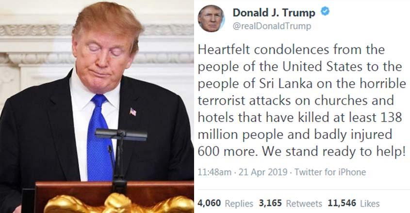 Ong Trump lai gay bao khi chia buon voi Sri Lanka tren Twitter