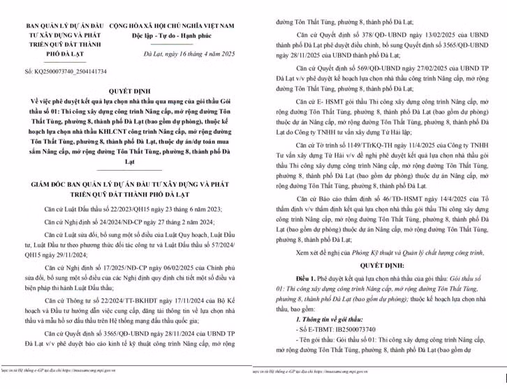 Lam Dong: Lien danh Mai Thanh Tan- Thanh Duy trung goi thau lam duong Ton That Tung