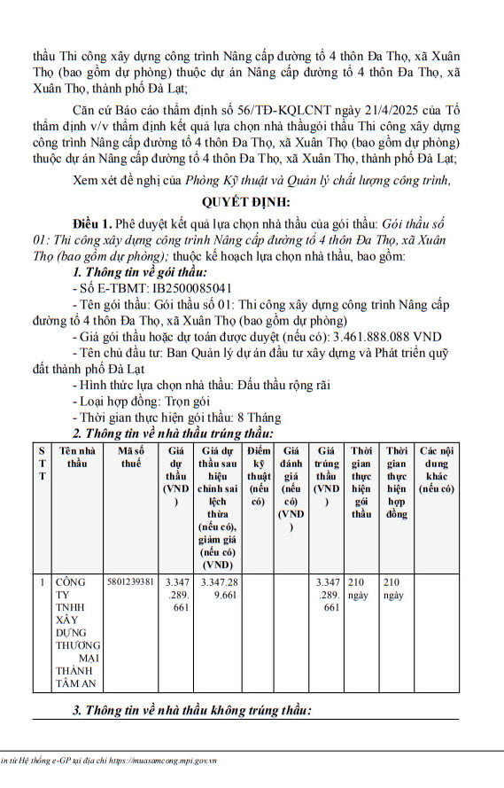 Lâm Đồng: Cty Thành Tâm An "lội ngược dòng" thắng gói thầu làm đường tại Thọ Xuân - Hình 2 Lam Dong: Cty Thanh Tam An