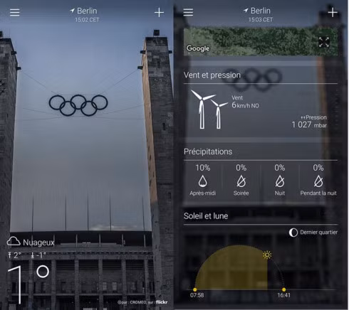 Yahoo Météo là một trong những ứng dụng không thể thiếu trong thời đại công nghệ. Ứng dụng này cung cấp dự đoán thời tiết trong vòng 24 giờ và trong 10 ngày tới nhờ các bản đồ tương tác.