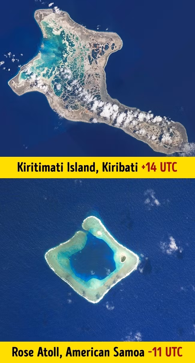 Một điều thú vị là các quốc gia lân cận nhau cũng chênh nhau tới 24 múi giờ. Ví dụ như Samoa thuộc Mỹ, chỉ cách quần đảo Line của Kiribati khoảng 2000 km nhưng hai địa điểm này chênh nhau 24 múi giờ.