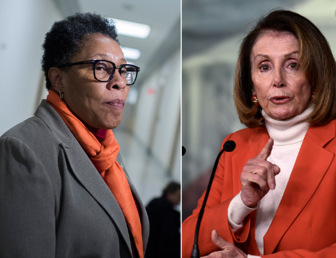 Vào năm 2018, Marcia cân nhắc việc tranh cử chức Chủ tịch Hạ viện, nhưng sau đó bà từ bỏ và chuyển sang ủng hộ bà Nancy Pelosi (phải). Ảnh: RS.