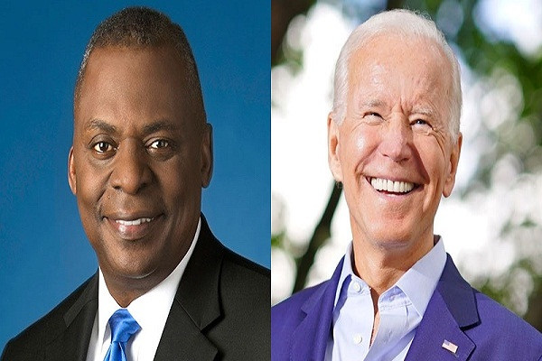 Ngày 7/12, Tổng thống đắc cử Joe Biden (phải) quyết định đề cử tướng nghỉ hưu Lloyd Austin (trái) làm Bộ trưởng Quốc phòng Mỹ trong nội các sắp thành lập của ông. Ảnh: YH.