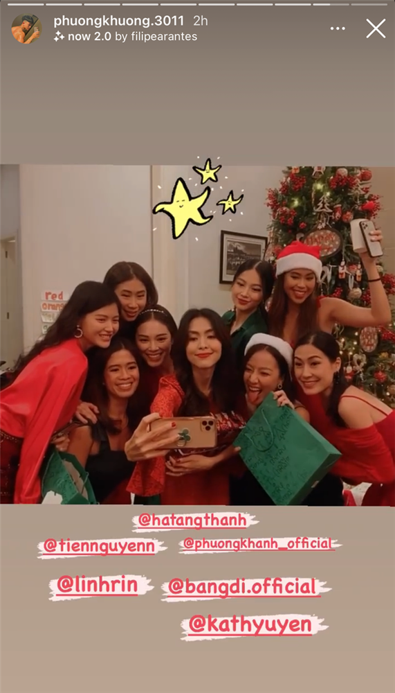 Trong bữa tiệc, ngoài Tiên Nguyễn còn có sự góp mặt của anh trai Phillip Nguyễn, chị dâu Tăng Thanh Hà cùng hot girl Linh Rin (bạn gái của Phillip Nguyễn).