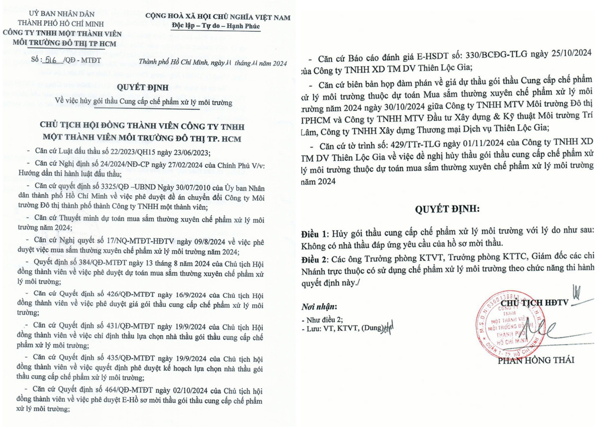 Gần 1 tháng xét thầu, CITENCO hủy gói thầu cung cấp chế phẩm xử lý môi trường Gan 1 thang xet thau, CITENCO huy goi thau cung cap che pham xu ly moi truong