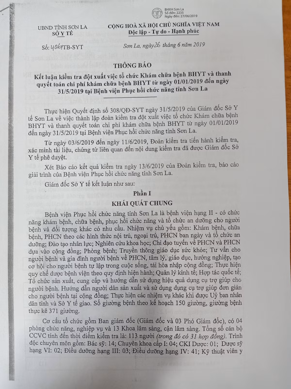 Nghi truc loi bao hiem o Son La: So Y te thua nhan benh nhan tang dot bien