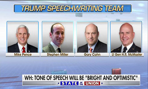 Nhóm chắp bút cho thông điệp liên bang của Tổng thống Donald Trump. Ảnh: Fox News