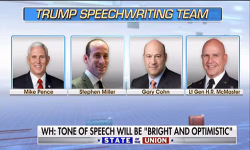 Nhóm chắp bút cho thông điệp liên bang của Tổng thống Donald Trump. Ảnh: Fox News