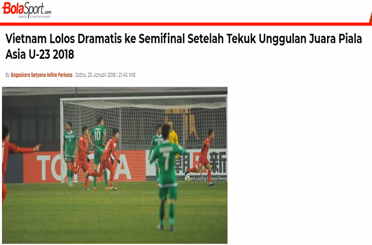 Tờ báo của Indonesia đã tường thuật trực tiếp về trận đấu này. Ảnh: Bola Sports.