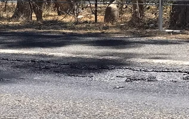 Đoạn đường cao tốc Hume ở bang Victoria đã bắt đầu chảy nhựa vì nắng nóng. Ảnh: Daily Mail/Twitter.