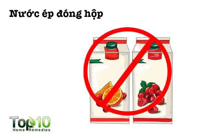 Nước trái cây đóng hộp: Hầu hết các loại đồ uống đóng hộp đều chứa xi-rô ngô có hàm lượng fructose cao, có thể dẫn đến béo phì và tăng nguy cơ mắc hội chứng chuyển hóa. Hơn nữa, giá trị dinh dưỡng của hoa quả bị mất trong quá trình ép. Do đó, nước ép trái cây đóng hộp không chứa các vitamin và chất dinh dưỡng mà bạn cần.