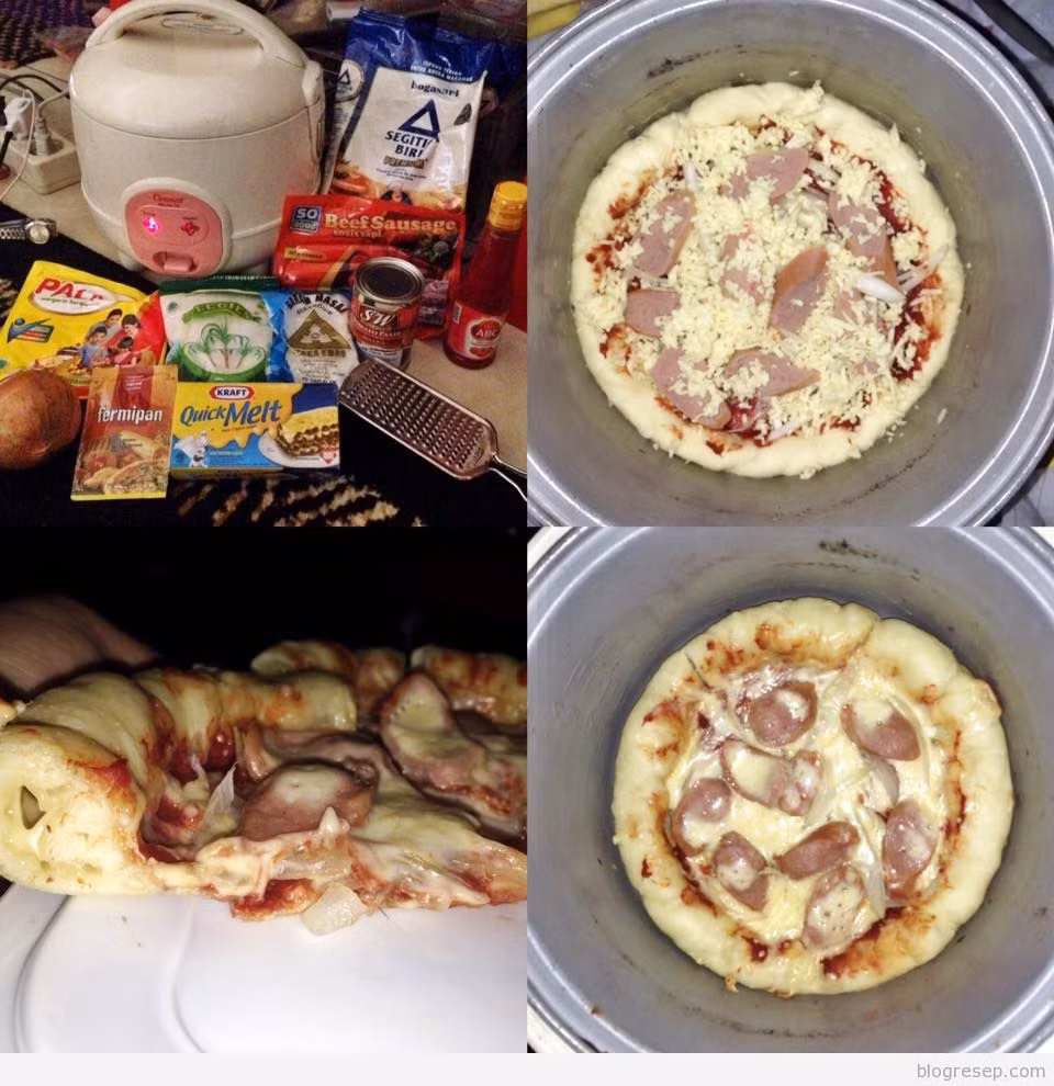 Nếu bạn là một tín đồ của pizza, nhưng bạn lại không có lò nướng, hãy tham khảo những bước làm pizza cực ngon bằng nồi cơm điện sau đây để có thể tự chế biến pizza. Ảnh: blogresep.