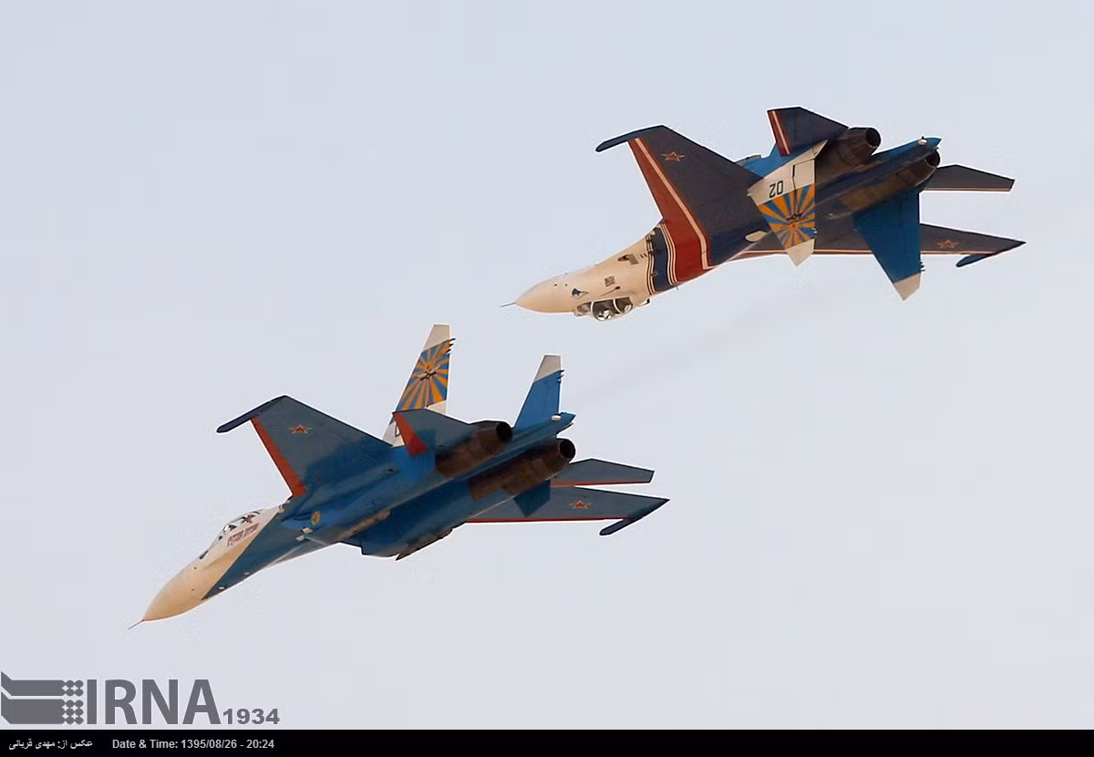 Tại sự kiện triển lãm hàng không Iran năm nay, chỉ còn có Nga là đưa tới đội máy bay chiến đấu hùng hậu cùng vài quốc gia Đông Âu. Nguồn ảnh: IRNA