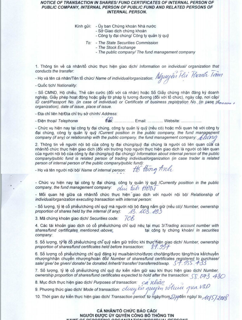 Tổng khổi lượng cổ phiếu đăng ký nhận chuyển nhượng của người thân ông Hồ Hùng Anh là hơn 146 triệu đơn vị.