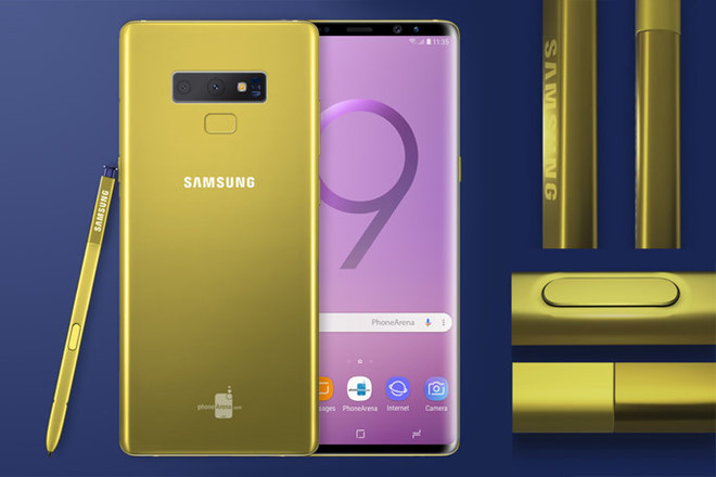 Galaxy Note 9 xuất hiện với màu vàng rực.