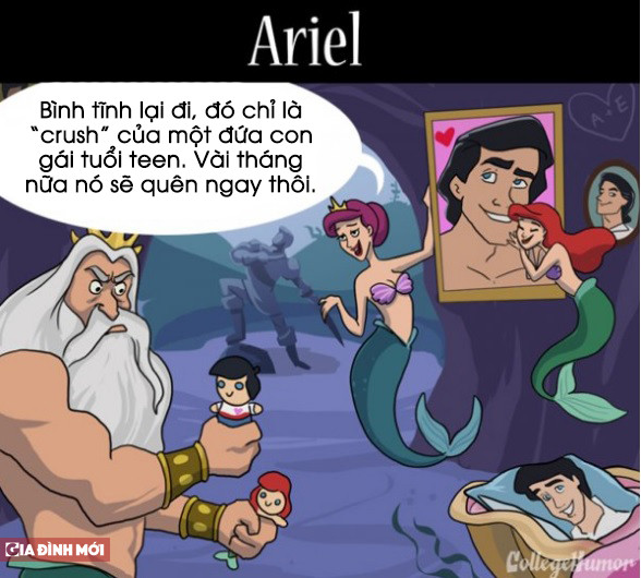 Ông bố nào cũng không muốn con gái yêu người đàn ông khác. Nhưng nếu có một người mẹ, Ariel sẽ có.