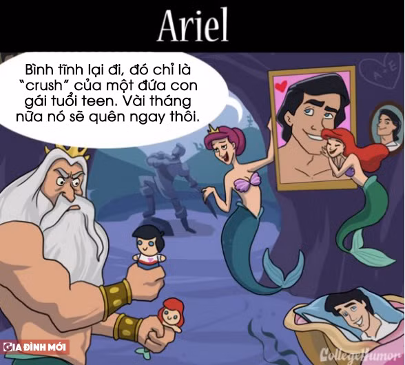 Ông bố nào cũng không muốn con gái yêu người đàn ông khác. Nhưng nếu có một người mẹ, Ariel sẽ có.