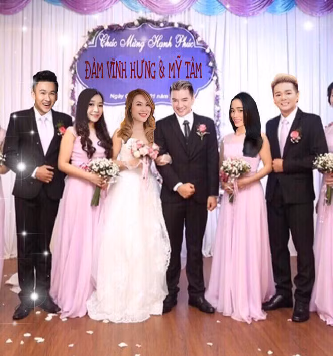 Dù là ảnh ghép nhưng những tuyên bố của Vũ Hà về đám cưới của Đàm Vĩnh Hưng và Mỹ Tâm khiến khán giả "bán tín, bán nghi".