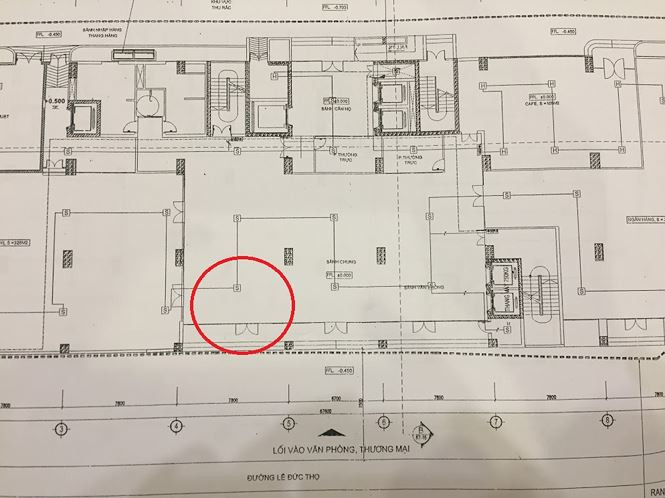 Theo thiết kế được thẩm duyệt, phần diện tích mà CĐT cho BIDV thuê là sảnh chung và lối thoát hiểm.