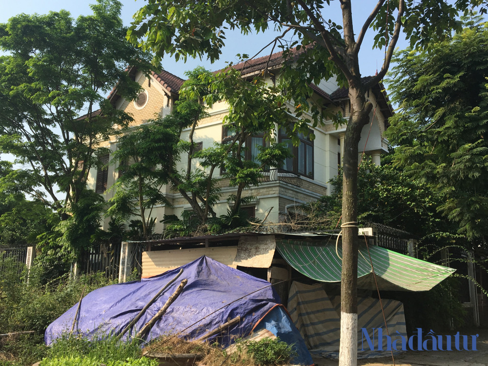 Căn biệt thự được bao bọc với hàng rào cao và hàng loạt cây xanh phủ kín xung quanh.