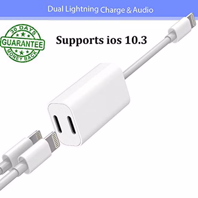 Ombrace Lightning Splitter giúp cung cấp đồng thời khả năng vừa sạc pin, vừa nghe nhạc cho người dùng.