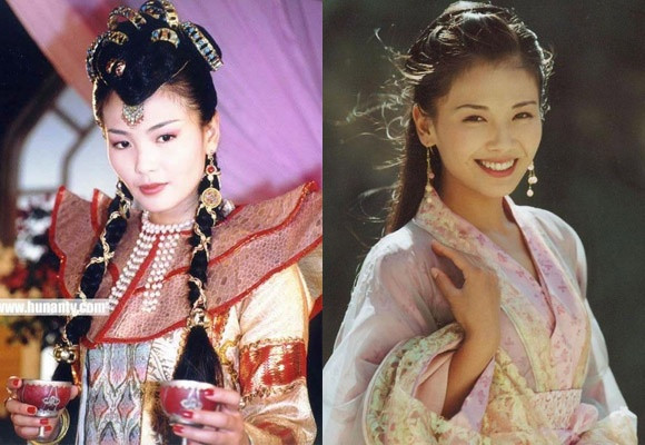 Lưu Đào trong Hoàn Châu cách cách 3 (trái) và Thiên long bát bộ (phải).