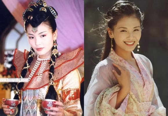 Lưu Đào trong Hoàn Châu cách cách 3 (trái) và Thiên long bát bộ (phải).