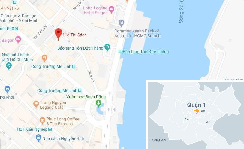 Vị trí khu đất số 11D Thi Sách, quận 1, TP.HCM. Ảnh: Google Maps.