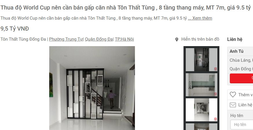 Lý do được đặt ra để thu hút khách hàng mua nhà giá rẻ là thua độ World Cup.