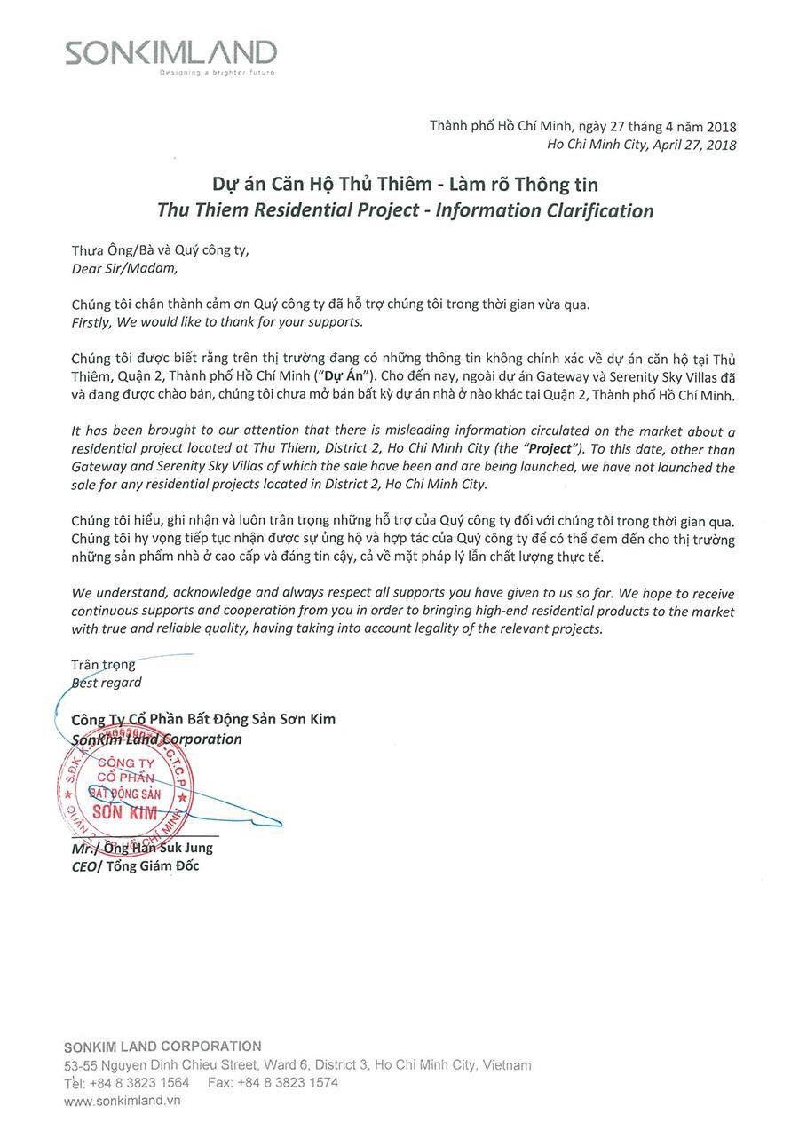 Sơn Kim Land phản hồi sau thông tin môi giới lừa đảo.